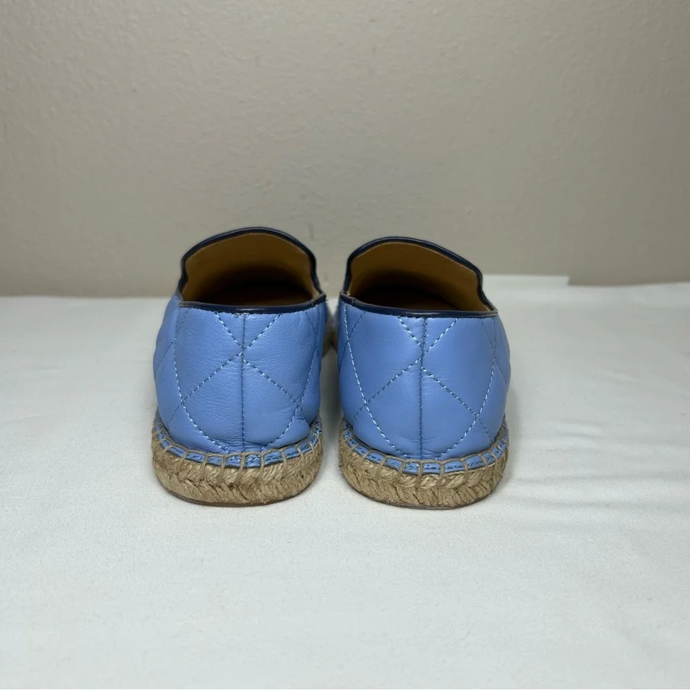 Talbots‎ IZZY Quilted Nappa Leather light Blue Navy Versatile Espadrilles 9M